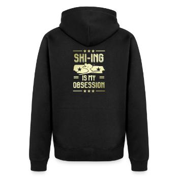 ski skiing - Unisex Premium Bio Zip Hoodie - Schwarz - Hinten - Nico (187cm)