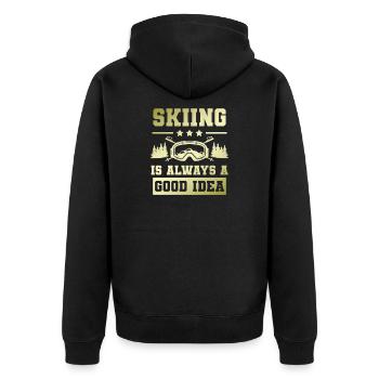 ski skiing - Unisex Premium Bio Zip Hoodie - Schwarz - Hinten - Nico (187cm)