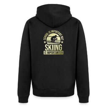 schule wichtig ski wichtiger - Unisex Premium Bio Zip Hoodie - Schwarz - Hinten - Nico (187cm)