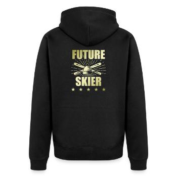 zukunft ski sport - Unisex Premium Bio Zip Hoodie - Schwarz - Hinten - Nico (187cm)