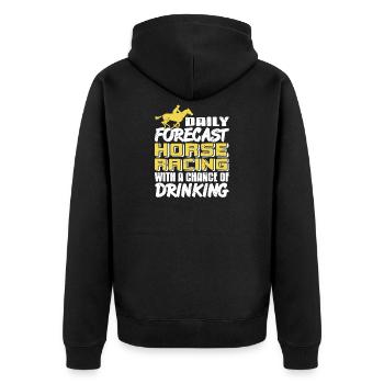 Prévisions de courses de chevaux avec humour de consommation d’alcool le jour de la course - Veste à capuche bio Premium Unisexe - noir - Dos - Nico (187cm)