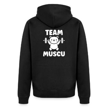Team Muscu Ourson - Veste à capuche bio Premium Unisexe - noir - Dos - Nico (187cm)