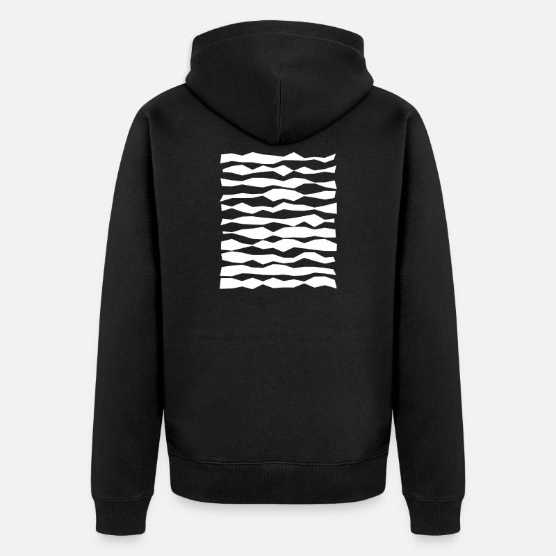 Rayures monochromes en zigzag - Veste à capuche bio Premium Unisexe - noir