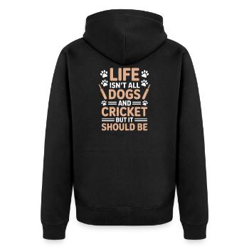 Cricket Spruch Hunde Lustiges Cricket Geschenk - Unisex Premium Bio Zip Hoodie - Schwarz - Hinten - Nico (187cm)