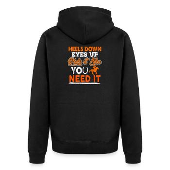 Ride Like You Need It Jockey Motivation Quote - Unisex Premium Bio Zip Hoodie - Schwarz - Hinten - Nico (187cm)