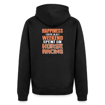 Weekend Happiness Horse Racing Leisure Club - Unisex Premium Organic Zip Hoodie - black - Back - Nico (187cm)