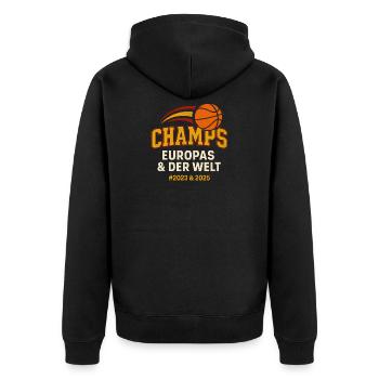 Basketball Champs Deutschland Basketballer  - Unisex Premium Bio Zip Hoodie - Schwarz - Hinten - Nico (187cm)
