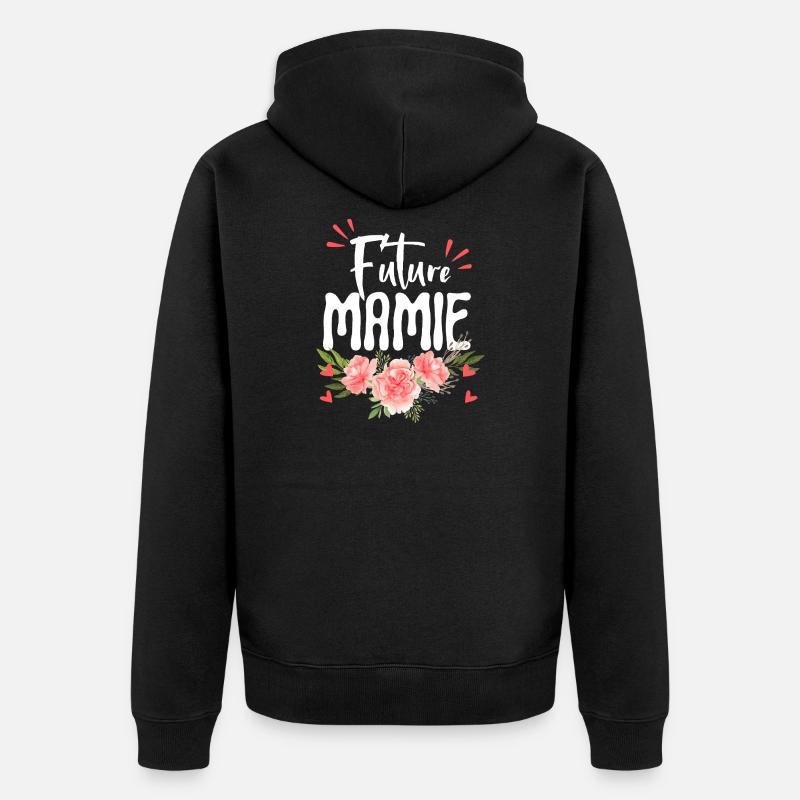 Future mamie, Annonce grossesse fleurie - Veste à capuche bio Premium Unisexe - noir