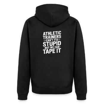 Athletiktrainer können dumme lustige Athletik nicht reparieren - Unisex Premium Bio Zip Hoodie - Schwarz - Hinten - Nico (187cm)