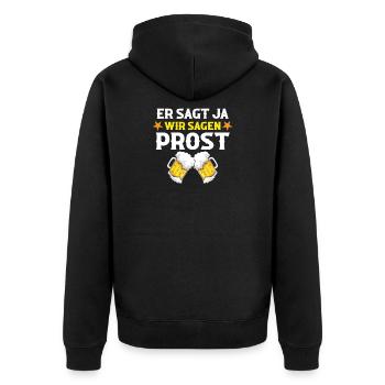JGA Team Bräutigam Junggesellenabschied - Unisex Premium Bio Zip Hoodie - Schwarz - Hinten - Nico (187cm)