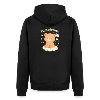 Pupsbärchen auf Wolke - Unisex Premium Bio Zip Hoodie - Schwarz - Hinten - Nico (187cm)