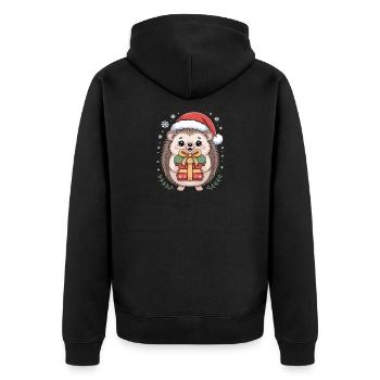 Hérisson de Noël avec chapeau et colis - Veste à capuche bio Premium Unisexe - noir - Dos - Nico (187cm)