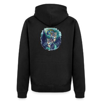 Retro Outdoor Wilderness Bärenbäume - Unisex Premium Bio Zip Hoodie - Schwarz - Hinten - Nico (187cm)