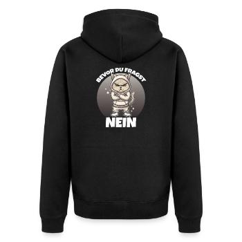 Before you ask: No - Unisex Premium Organic Zip Hoodie - black - Back - Nico (187cm)