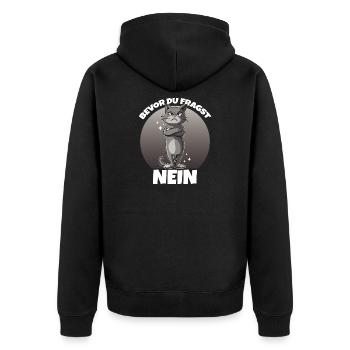 Grim Cat No Saying - Unisex Premium Organic Zip Hoodie - black - Back - Nico (187cm)