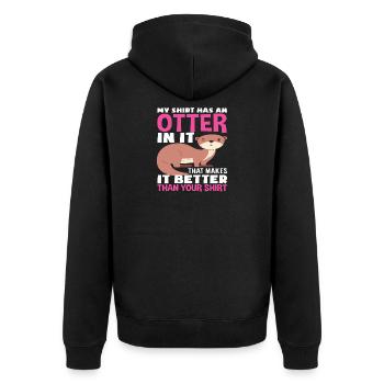 Mein Shirt Hat Einen Otter Seeotter Cartoon - Unisex Premium Bio Zip Hoodie - Schwarz - Hinten - Nico (187cm)