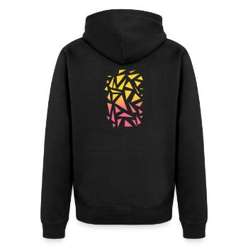 Triangle Pattern - Yellow Red - Unisex Premium Organic Zip Hoodie - black - Back - Nico (187cm)