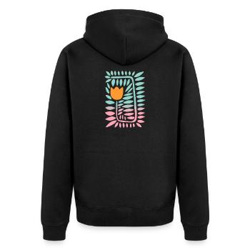 Gradient tulip - turquoise - Unisex Premium Organic Zip Hoodie - black - Back - Nico (187cm)