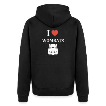 J adore les wombats - Veste à capuche bio Premium Unisexe - noir - Dos - Nico (187cm)
