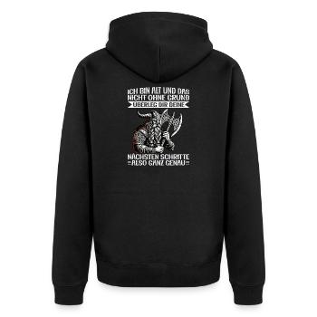 Wikinger Nordische Mythologie Götter - Unisex Premium Bio Zip Hoodie - Schwarz - Hinten - Nico (187cm)