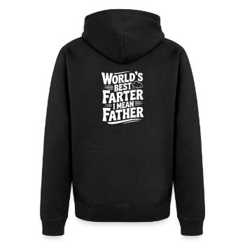 Der beste Farker der Welt, ich meine Vater - Unisex Premium Bio Zip Hoodie - Schwarz - Hinten - Nico (187cm)