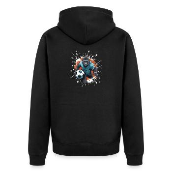 Gorilla Fussball Team - Unisex Premium Bio Zip Hoodie - Schwarz - Hinten - Nico (187cm)