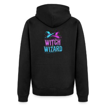 Gender Reveal Halloween - Unisex Premium Bio Zip Hoodie - Schwarz - Hinten - Nico (187cm)