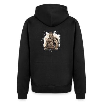 Spartan Muscles Gladiator Gym - Unisex Premium Organic Zip Hoodie - black - Back - Nico (187cm)