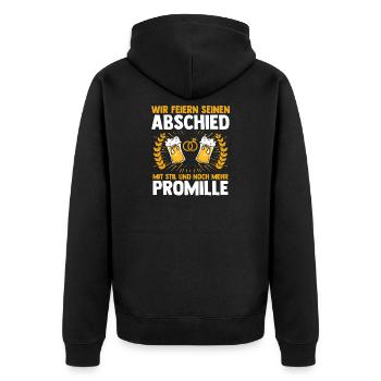 JGA Team Bräutigam Junggesellenabschied - Unisex Premium Bio Zip Hoodie - Schwarz - Hinten - Nico (187cm)