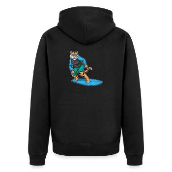 Tiger Surfen Surfbrett Sommer - Unisex Premium Bio Zip Hoodie - Schwarz - Hinten - Nico (187cm)