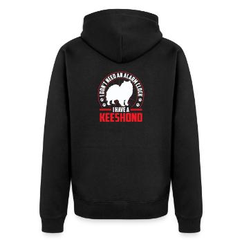 Wolfsspitz ist Alarm Deutscher Wolfsspitz - Unisex Premium Bio Zip Hoodie - Schwarz - Hinten - Nico (187cm)