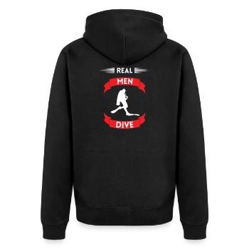 Tauchen echte Männer - Unisex Premium Bio Zip Hoodie - Schwarz - Hinten - Nico (187cm)
