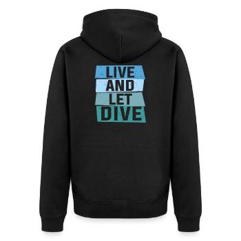 Live and let dive - Unisex Premium Bio Zip Hoodie - Schwarz - Hinten - Nico (187cm)