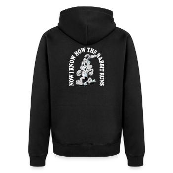 Maintenant, je sais comment le lapin court – Denglisch Spruch - Veste à capuche bio Premium Unisexe - noir - Dos - Nico (187cm)