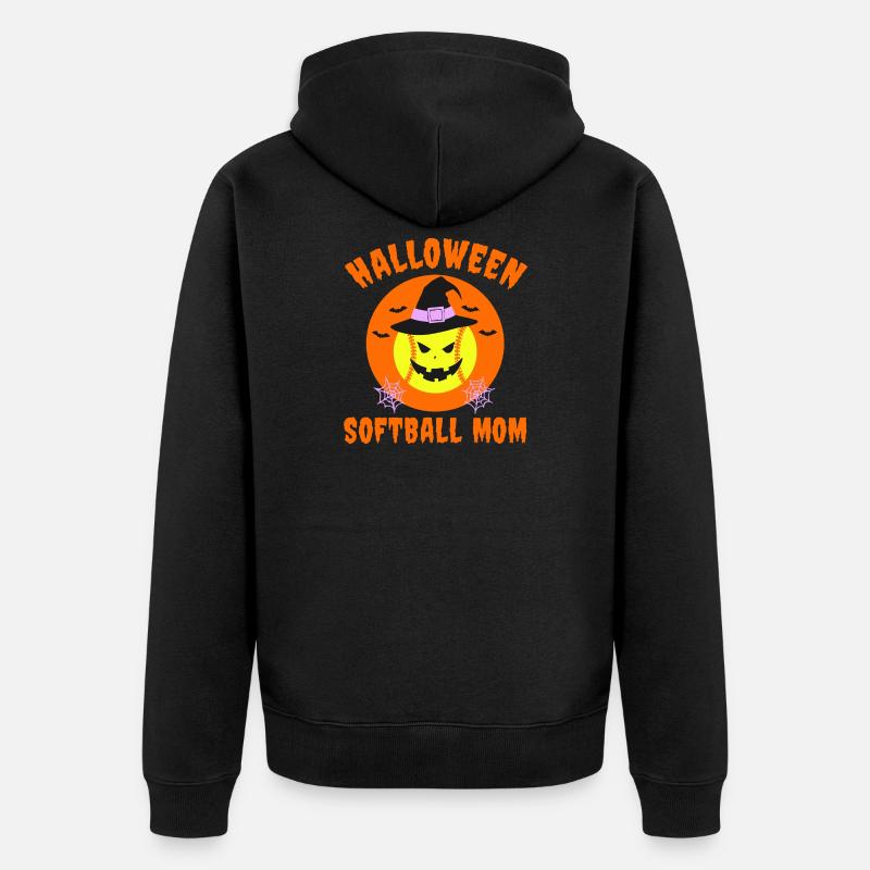 Conception de maman de softball d’Halloween - Veste à capuche bio Premium Unisexe - noir