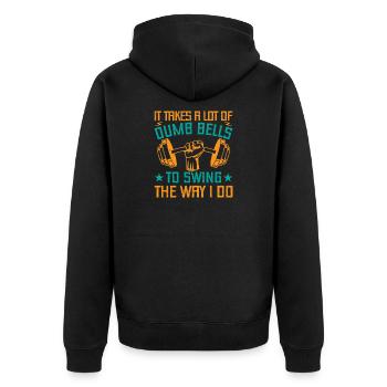 Fitness Fanatics Dumb Bells To Swing Calisthenics - Unisex Premium Bio Zip Hoodie - Schwarz - Hinten - Nico (187cm)