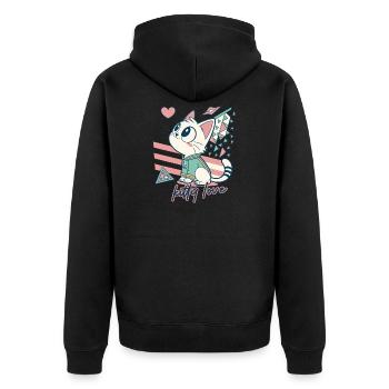 Kitty Love Geometric Pop Art - Unisex Premium Organic Zip Hoodie - black - Back - Nico (187cm)