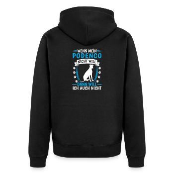 Podenco does not want Spanish Greyhound - Unisex Premium Organic Zip Hoodie - black - Back - Nico (187cm)