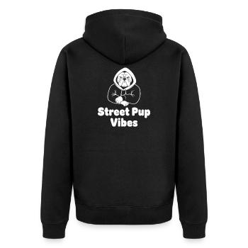 Street Pup Vibes Hoodie - Unisex Premium Organic Zip Hoodie - black - Back - Nico (187cm)