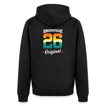 26 Geburtstag - Unisex Premium Bio Zip Hoodie - Schwarz - Hinten - Nico (187cm)