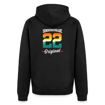 22 Geburtstag - Unisex Premium Bio Zip Hoodie - Schwarz - Hinten - Nico (187cm)