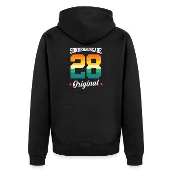 28 Birthday - Unisex Premium Organic Zip Hoodie - black - Back - Nico (187cm)