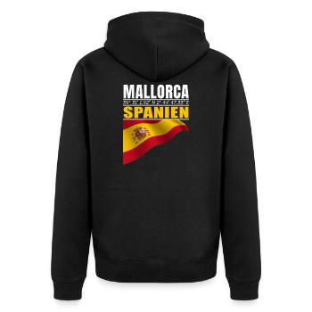 Mallorca - Unisex Premium Bio Zip Hoodie - Schwarz - Hinten - Nico (187cm)