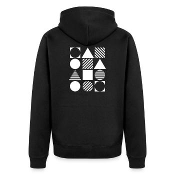 Geometric Grid in Black and White - Unisex Premium Organic Zip Hoodie - black - Back - Nico (187cm)