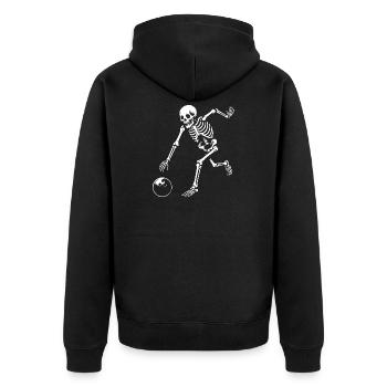 Skeleton Bowling spielen - Unisex Premium Bio Zip Hoodie - Schwarz - Hinten - Nico (187cm)
