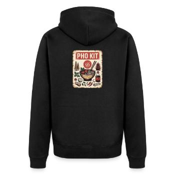 PHO KIT Vietnamesische Pho Nudelsuppe - Unisex Premium Bio Zip Hoodie - Schwarz - Hinten - Nico (187cm)