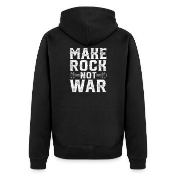 Make Rock Not War Rock Band Guitar Music - Unisex Premium Bio Zip Hoodie - Schwarz - Hinten - Nico (187cm)