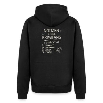 Notizen eines Krimifans – Lustiges True Crime Shir - Unisex Premium Bio Zip Hoodie - Schwarz - Hinten - Nico (187cm)