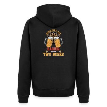 Zwei Biere Volltreffer - Unisex Premium Bio Zip Hoodie - Schwarz - Hinten - Nico (187cm)