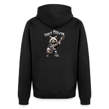 Katzen-Rocker mit Gitarre - Unisex Premium Bio Zip Hoodie - Schwarz - Hinten - Nico (187cm)